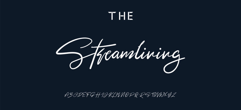 Hand drawn vector alphabet. Modern monoline signature script font. Elegant Signature Font. Best Alphabet Beautiful Calligraphy Signature Font