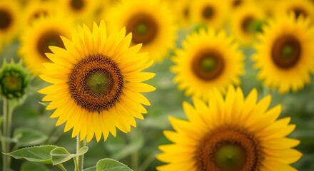 Fototapeta premium Sun-kissed Blooming Sunflower Close-up