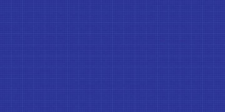 Horizontal millimeter graph paper with thick white border and technical grid on blue background. Suitable for drafts and planning. Stock vector illustration in flat style.