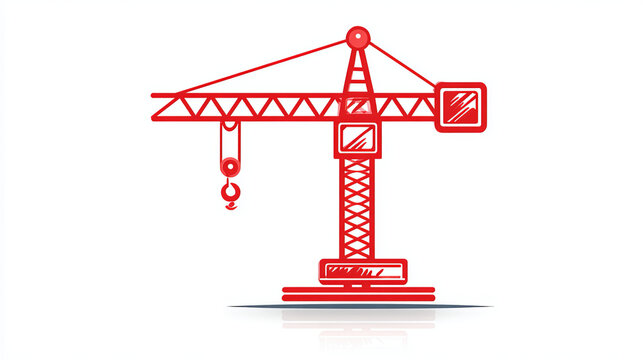 Crane vector icon or lifting equipment i.e. tower, crawler, hook, winch, mobile, truck, overhead, gantry, container. For business and industry i.e. building construction, transportation and production