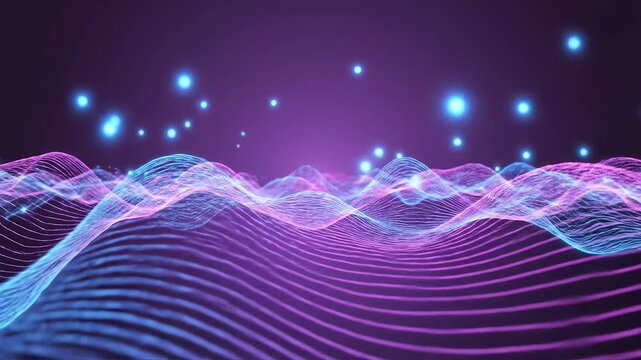 Abstract wave patterns in purple and blue for creative digital media and visual arts