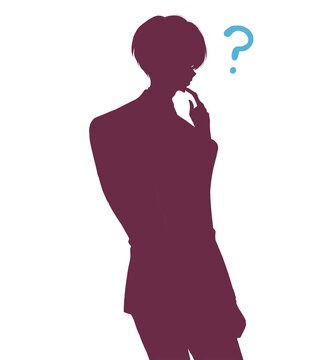 スーツの男性会社員　ハテナ　シルエット