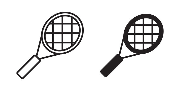 Racquet icon Tennis Racket Icon Vector &ndash; Minimal Sports Symbol Set Modern Tennis Racket Icon &ndash; Outline and Solid Style Simple Tennis Racket Symbol &ndash; Clean Vector Design Tennis Equipment Icon &ndash; Flat Mi