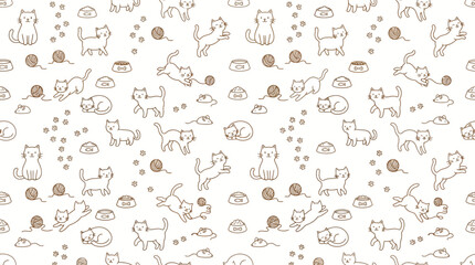 Obraz premium Whimsical hand-drawn animal doodle pattern with cute creatures and playful motifs.