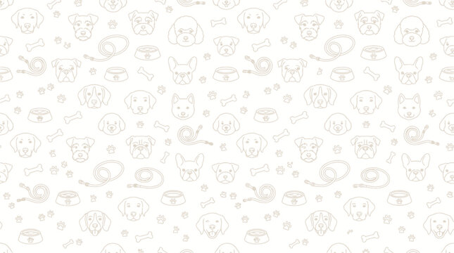Soft beige decorative pattern with subtle icons and abstract shapes for background design.