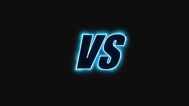 Blue neon versus text with a glowing outline for competition battle screens and gaming motion graphics
