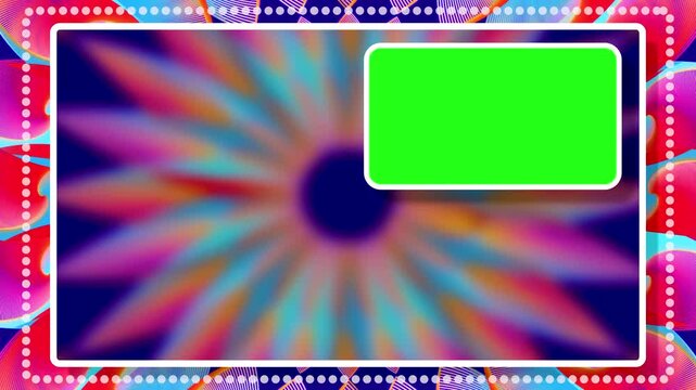 Loop animation showcasing colorful patterns changing over time with a blank area for text