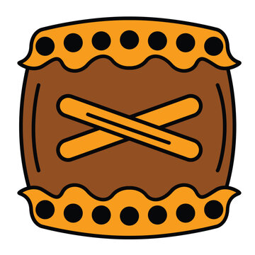 Taiko Drum with Drumsticks Illustration