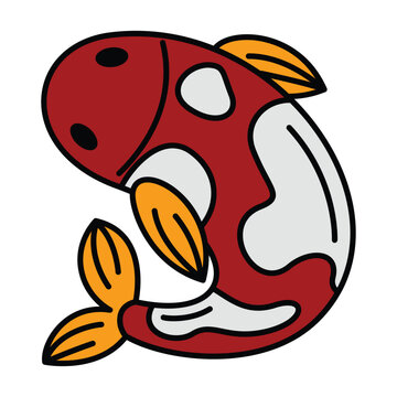 Cute Red Koi Fish Illustration