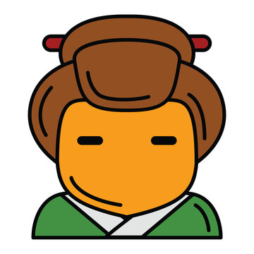 Japanese Woman Flat Design Illustration