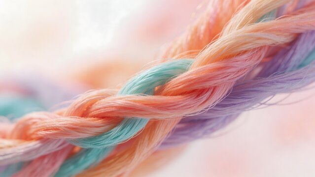 Closeup of braided colorful threads