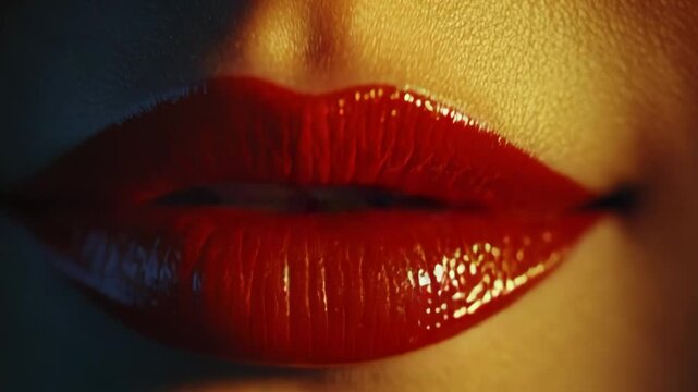 selective focus close-up red lips