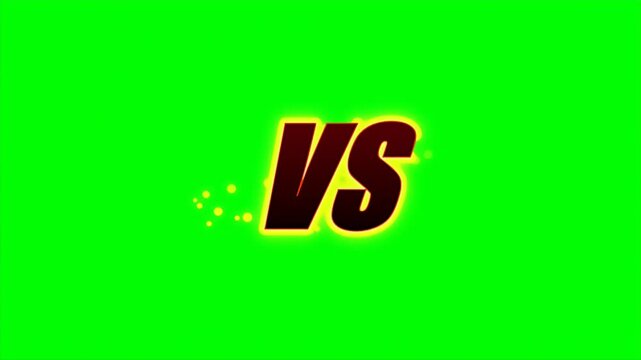 Bold versus text animation with glowing yellow outline and floating particles for gaming or sports competition.
