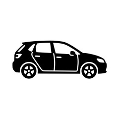 Fototapeta premium Hatchback Car Icon Flat Vector Illustration, Compact Vehicle Symbol Minimal Automotive Design