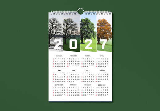 Modern Minimal Monthly Wall Calendar 2027 Template Design