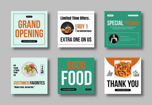 Modern Restaurant Food Social Media Post Template Design