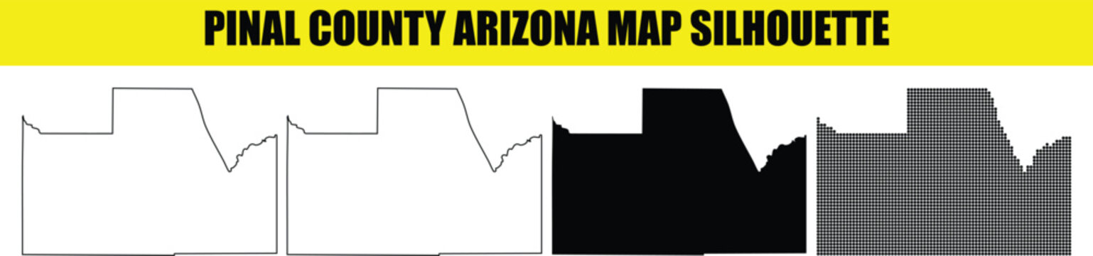 Pinal county arizona map silhouette vector illustration isolated on white background depicting geography boundary shapes.