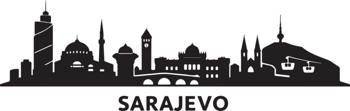 Sarajevo city skyline silhouette vector