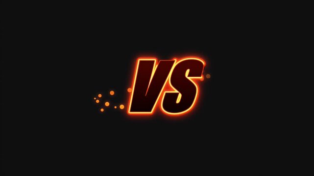 Animated versus text with a fiery orange glow and floating embers for esports matches or competitive sports