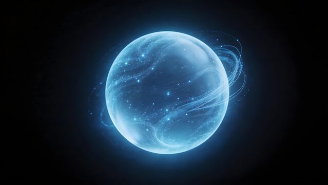 Blue glowing sphere with swirling lines