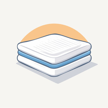 Stack of White Mattresses with Blue Stripes