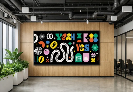 Horizontal Wall Art Mockup in Modern Office Interior