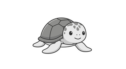Smiling Cartoon Turtle Walking Forward Slowly. © Afi