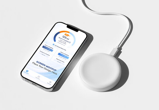 Modern Smartphone with Magnetic Charger Mockup