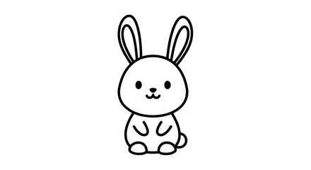 Obraz premium Cute Cartoon Bunny Rabbit Sitting Down.