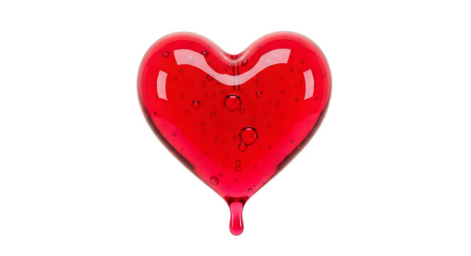 Red heart shape made of liquid dripping