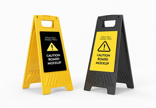 Professional Warning Signage Caution Board Mockup