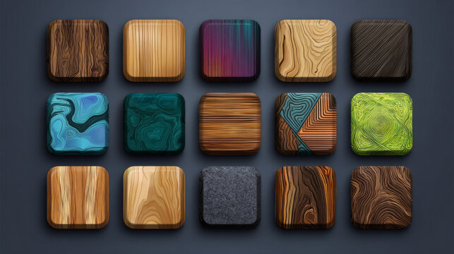 Wood floor and material vector icon set design.
