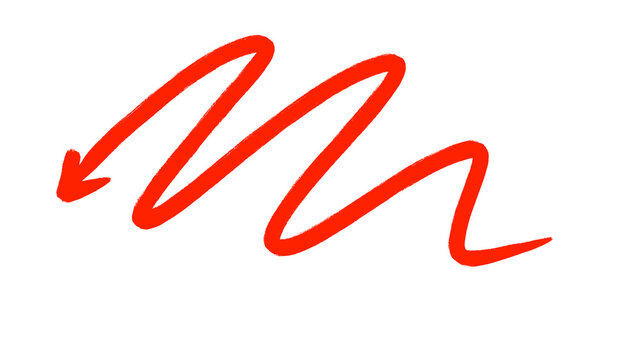 Red loopy wavy brush stroke calligraphy on white background