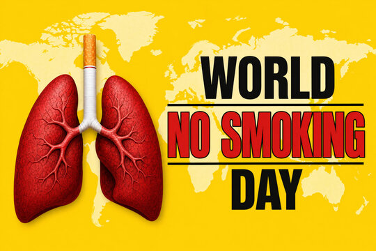 World No Smoking Day sign with red lungs and cigarette