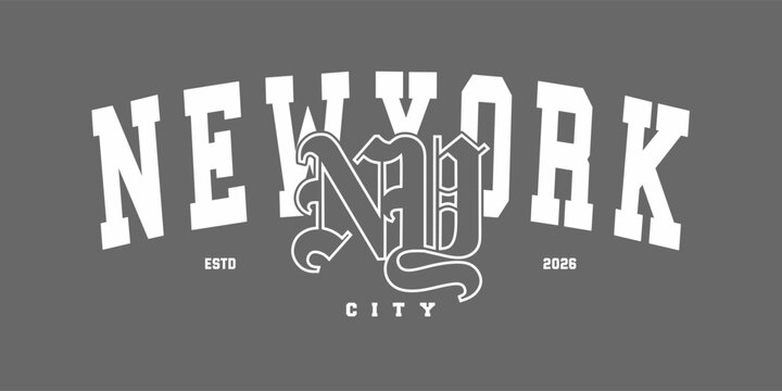 Retro typography college varsity new york city slogan print for graphic jersey, tee, hat, t-shirt, sweatshirt, or wall art design - Vector