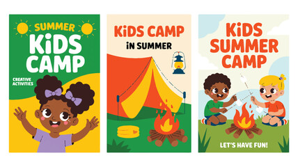 Fototapeta premium Fun Summer Kids Camp Activities and Adventures with Friends, Outdoor Exploration, and Creative Fun for Children