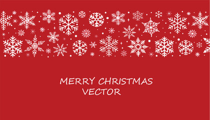 Fototapeta premium Festive red background with white snowflakes and 'merry christmas' text