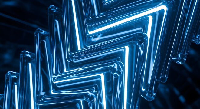 Blue Neon Zigzag Light Tubes Abstract