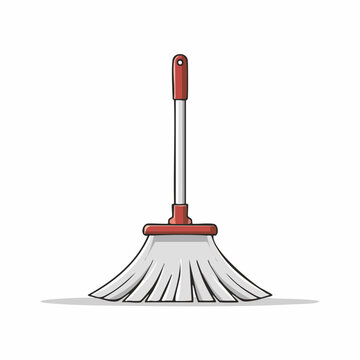 Illustration of a Mop with Red Handle