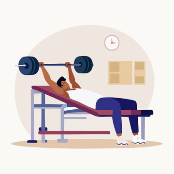Man doing bench press exercise in a gym