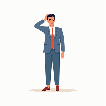 Man in Suit Scratching Head in Confusion