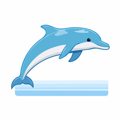 Fototapeta premium Cartoon Dolphin Jumping Out of Water