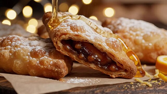 Delicious Homemade Apple Strudel Sprinkled with Powdered Sugar.