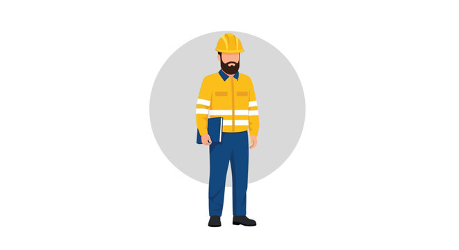 A professional male construction worker wearing a hard hat and holding a blueprint in hand