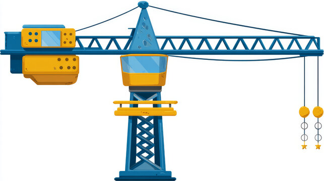 Crane vector icon or lifting equipment for building construction, shipping, transportation and production.