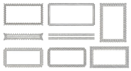Obraz premium Decorative frames and borders set, intricate patterns in black and white