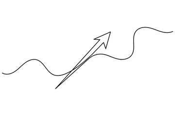 Obraz premium Growth arrow zigzag continuous one line art for business progress concept