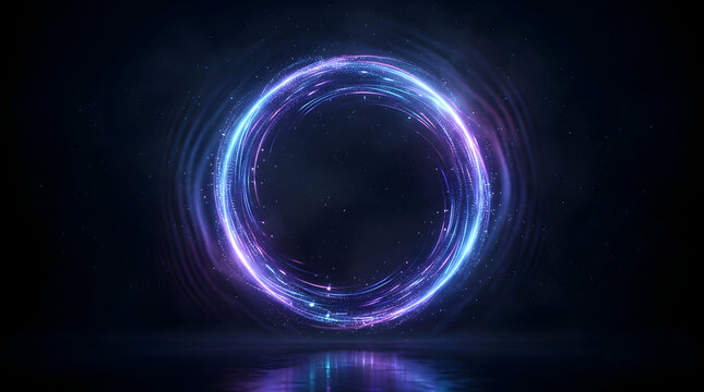 Abstract neon music video background with glowing waves, particles, gradients and cinematic futuristic atmosphere. AI Generated.