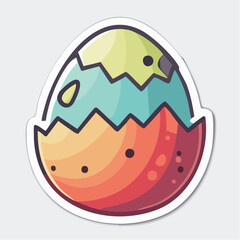 Obraz premium Cute Cracked Easter Egg Illustration