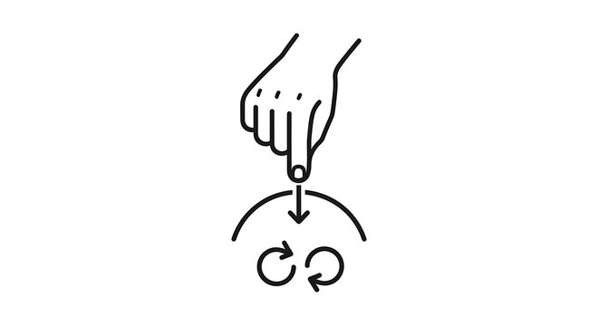 A hand icon clicking on a refresh or reload button in a circular motion on a white background